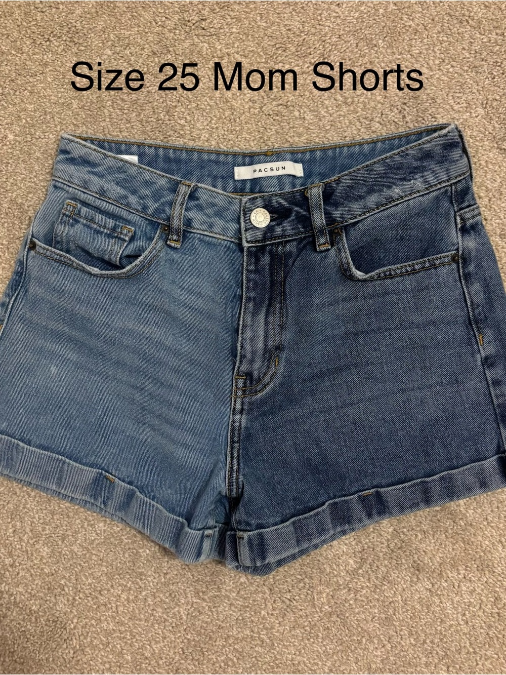PacSun Two-Tone Blue Denim Mom Shorts